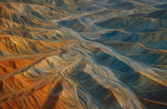 Aerial view of mineral-rich landscape representing critical minerals policy and resource strategy