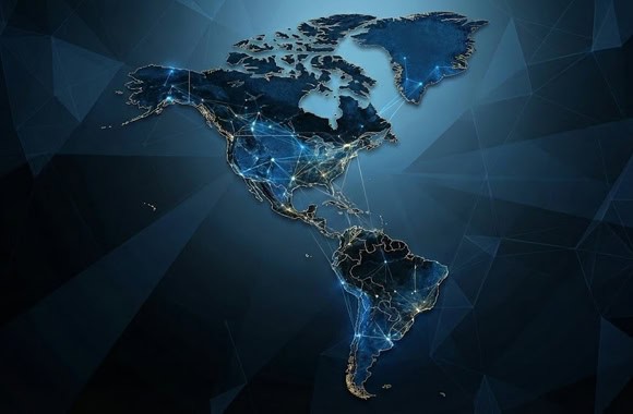 Global network map highlighting North and South America connections for CivixPartners